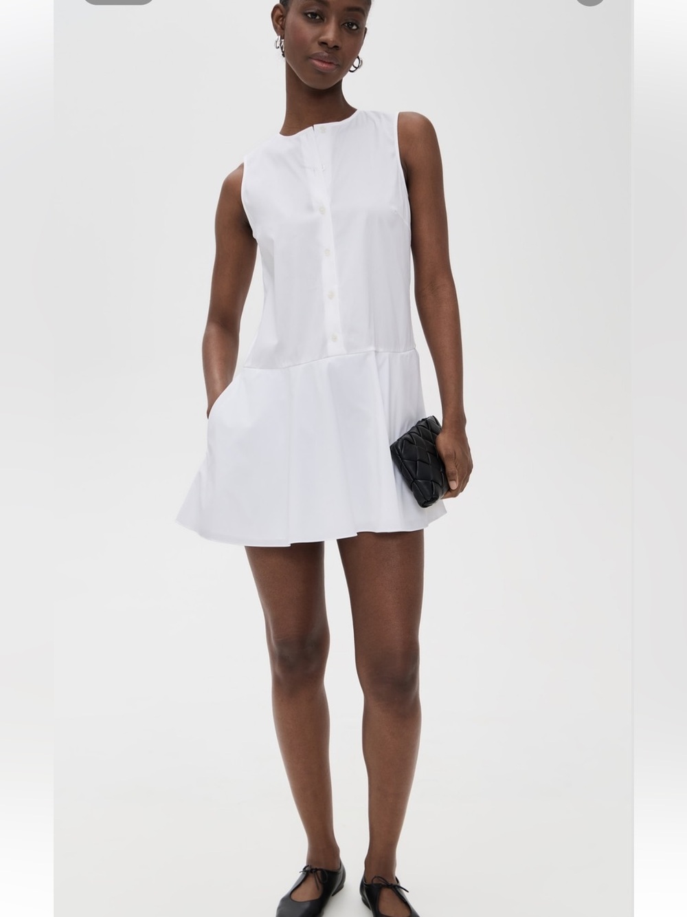 Theory White Sleeveless Button-Front Mini Dress